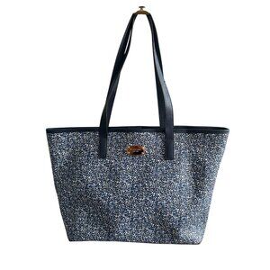 MICHAEL KORS Floral Blue Saffiano Leather Tote Shoulder Bag